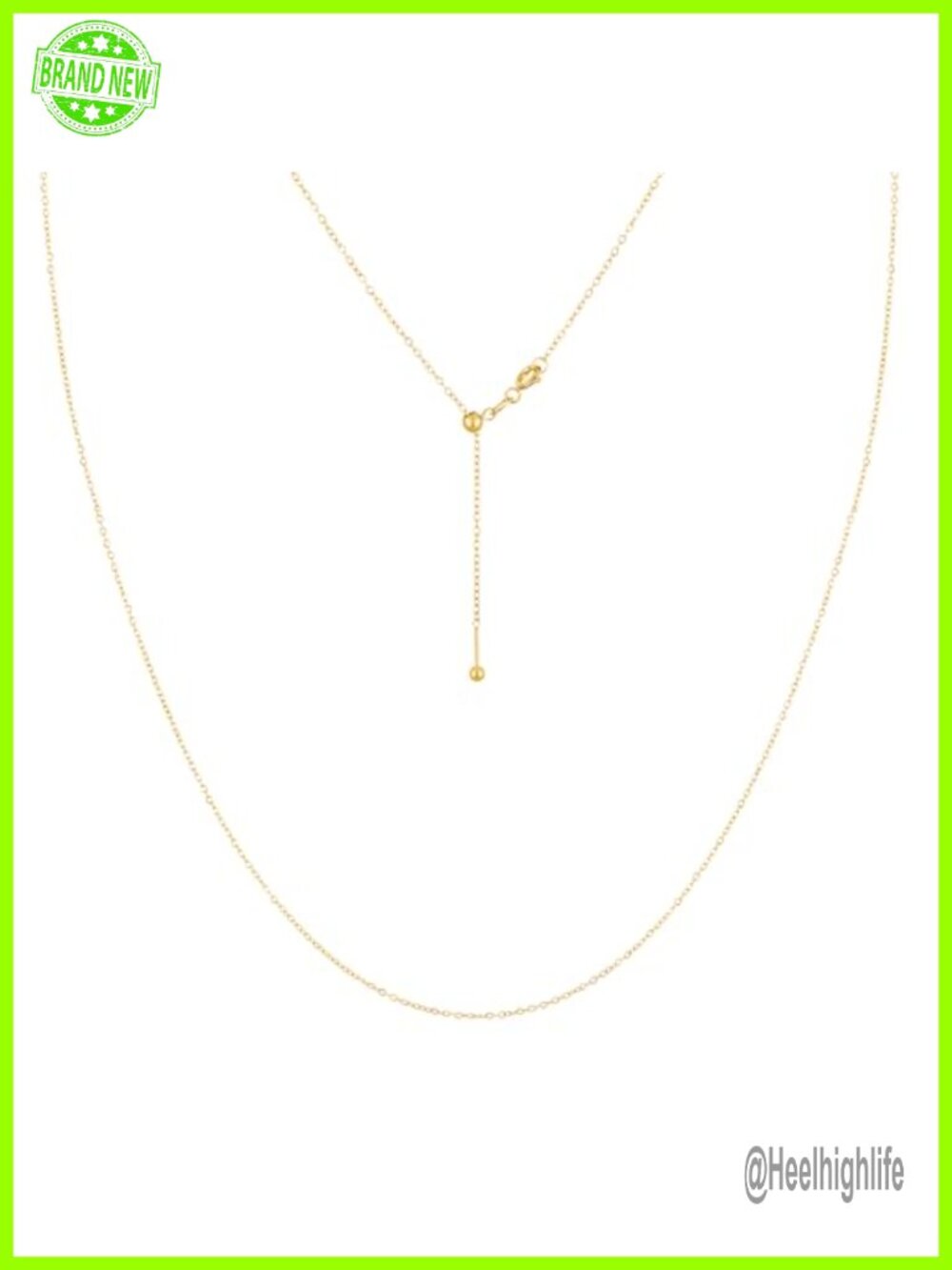 Adjustable Gold Plated Stainless Steel Chain Necklace Women 1mm Slider 24in